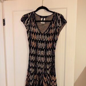 BCBGMAXAZRIA Violet Feather Jacquard A-Line Sweater Dress